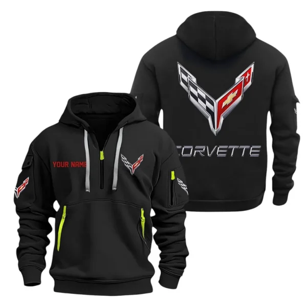 Sports Car Hoodie Half Zipper, Exclusive Logo Hoodie For Sports Car Enthusiasts CAR200 - Black