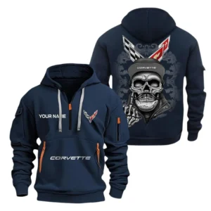 Hoodie Half Zipper Exclusive Logo Gift For High-Performance Coupe Enthusiasts CAR166 - Navy