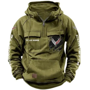 Comfortable Sedan Tactical Quarter Zip Hoodie, Exclusive Logo Hoodie For Car Enthusiasts CAR164 - Army Green