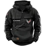 Practical Crossover Tactical Quarter Zip Hoodie, Exclusive Logo Hoodie For Car Enthusiasts CAR164 - Black