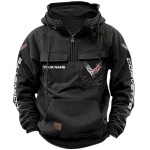 Practical Crossover Tactical Quarter Zip Hoodie, Exclusive Logo Hoodie For Car Enthusiasts CAR164 - Black