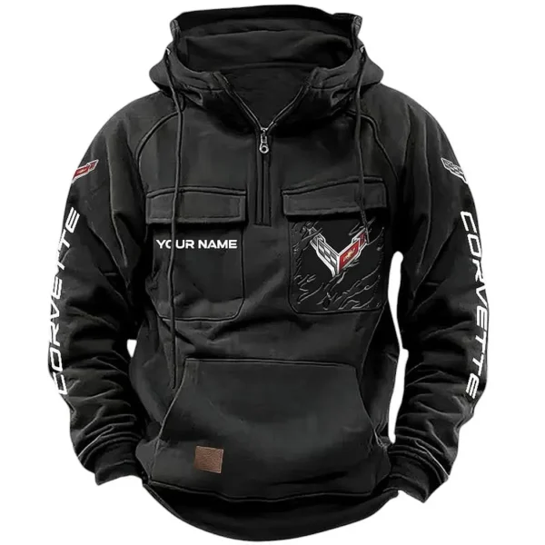 Practical Crossover Tactical Quarter Zip Hoodie, Exclusive Logo Hoodie For Car Enthusiasts CAR164 - Black
