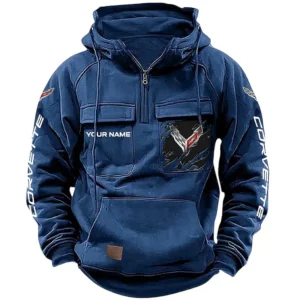 Compact Hatchback Tactical Quarter Zip Hoodie, Exclusive Logo Hoodie For Car Enthusiasts CAR164 - Dark Blue