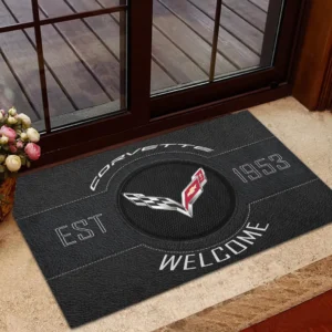 Retro Driving Icon Doormat, Automotive Logo Style Floor Mat CAR169 - Black