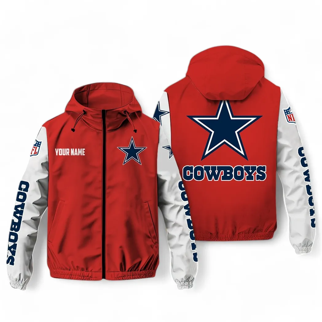 Cowboy Army Windbreaker Jacket, Custom Fan Windbreaker NFL291 - Red