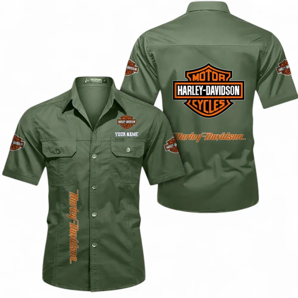 Cruiser Legend Men's Short Sleeve Cotton Shirt, Custom Name CAR392 - Army Green