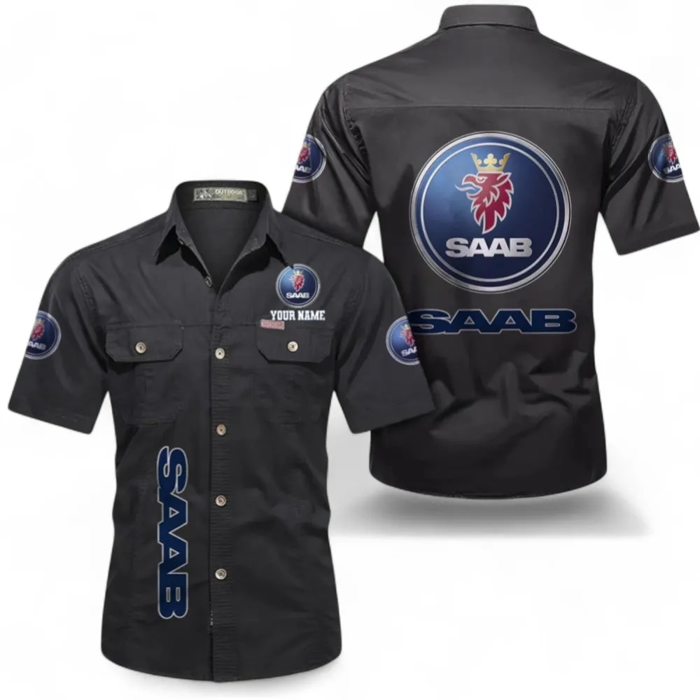 Crystal Look Car Men's Cotton Casual Short Sleeve Shirt, Custom Name CAR392 - Black