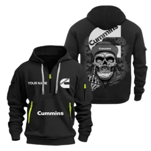 Hoodie Half Zipper Exclusive Logo Gift For Diesel Workhorse Engine Enthusiasts CAR166 - Black