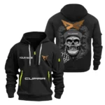 Hoodie Half Zipper Exclusive Logo Gift For Heavy-Duty Ride Enthusiasts CAR166 - Black