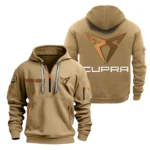 Hoodie Half Zipper Exclusive Logo Gift For Dynamic Compact Auto Enthusiasts CAR200 - Khaki