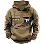 High-Performance SUV Tactical Quarter Zip Hoodie, Exclusive Logo Hoodie For Car Enthusiasts CAR164 - Khaki