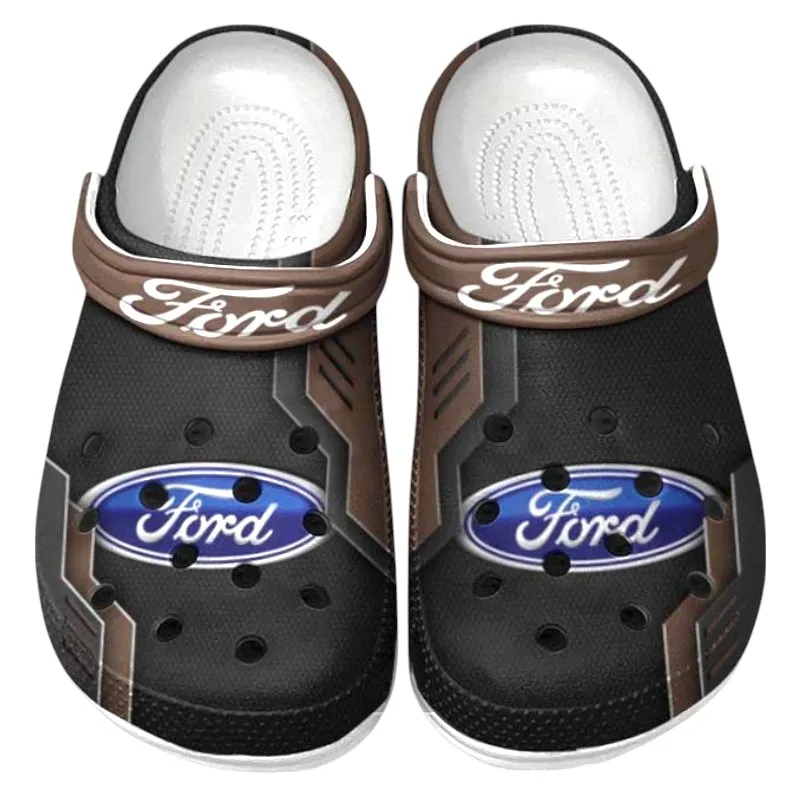Custom American Car Inspired Clog All Over Print, Comfortable Slip-On Footwear for Auto Fans CAR185 - Brown
