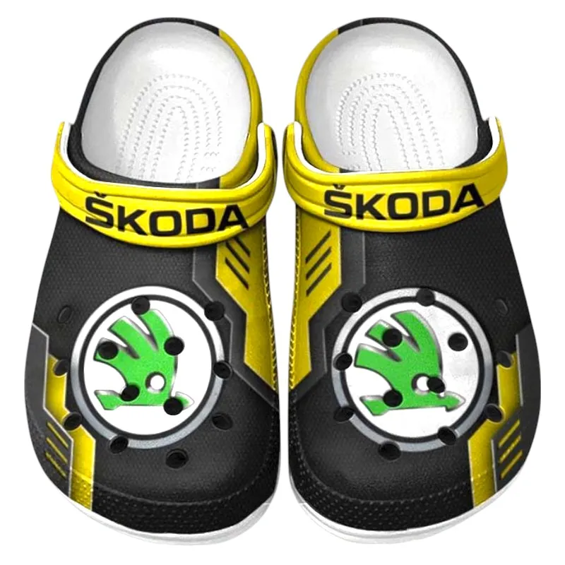 Custom City-Friendly Automobile Inspired Clog All Over Print, Comfortable Slip-On Footwear for Auto Fans CAR185 - Yellow