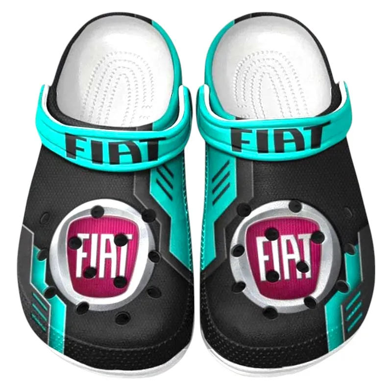 Custom City Hatchback Inspired Clog All Over Print, Comfortable Slip-On Footwear for Auto Fans CAR185 - Cyan