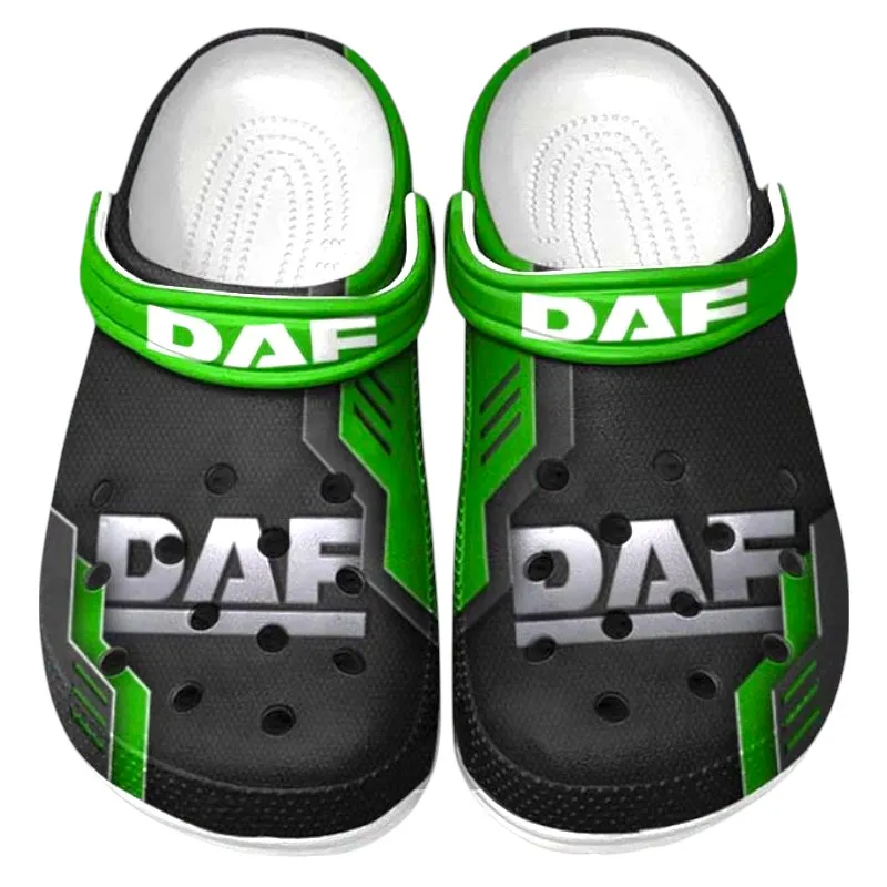 Custom Commercial Lorry Inspired Clog All Over Print, Comfortable Slip-On Footwear for Auto Fans CAR185 - Green