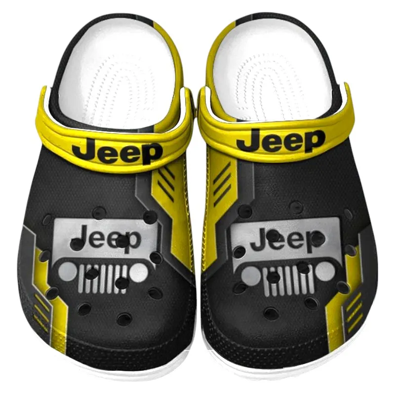 Custom Compact Off-Road Vehicle Inspired Clog All Over Print, Comfortable Slip-On Footwear for Auto Fans CAR185 - Yellow