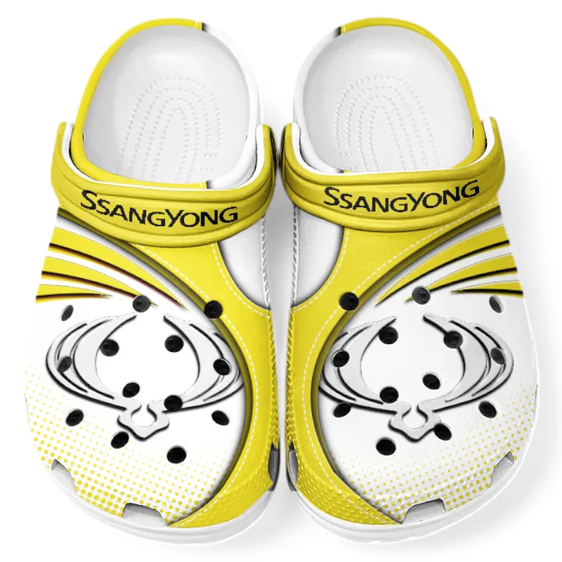 Custom Compact SUV Inspired Clog All Over Print, Comfortable Slip-On Footwear for Auto Fans CAR181 - Yellow