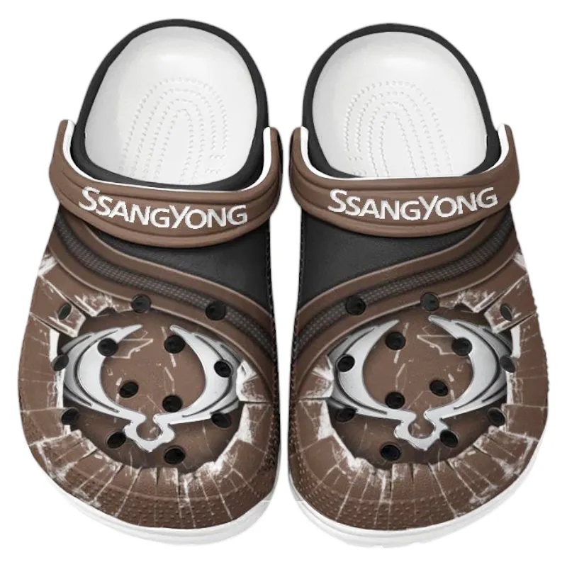 Custom Compact SUV Inspired Clog All Over Print, Comfortable Slip-On Footwear for Auto Fans CAR188 - Brown