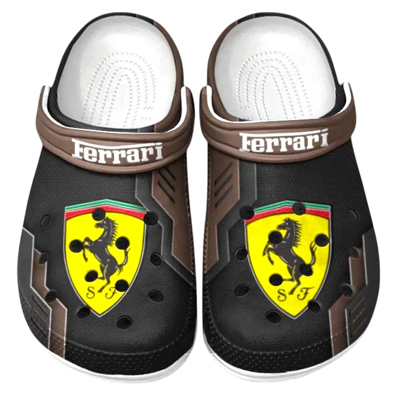 Custom Exotic Sports Car All Over Print Clog, Comfortable Slip-On Shoes for Everyday Wear CAR185 - Brown