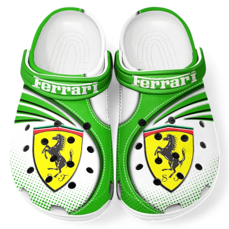 Custom Exotic Sports Car Inspired Clog All Over Print, Comfortable Slip-On Footwear for Auto Fans CAR181 - Green