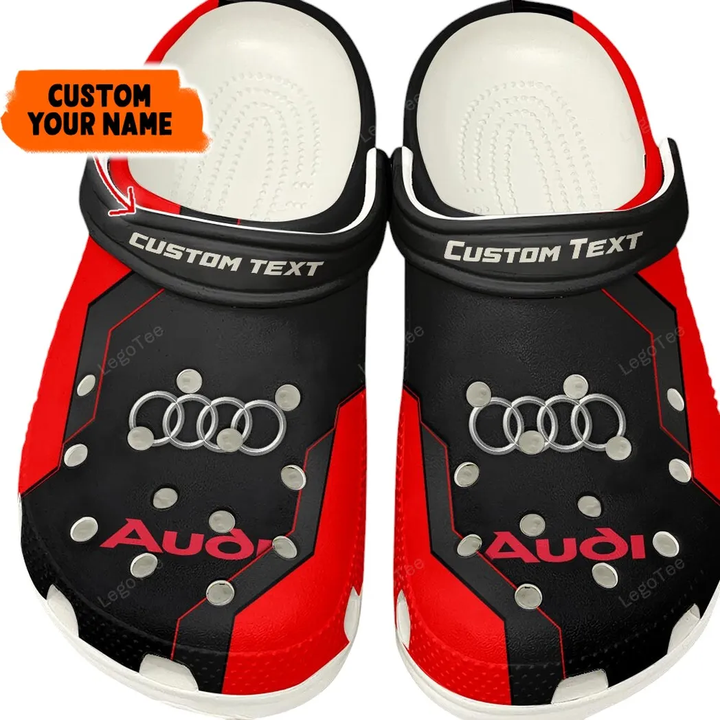 Custom German Engineering Vehicle Inspired Clog All Over Print, Comfortable Slip-On Footwear for Auto Fans CAR140 - Red