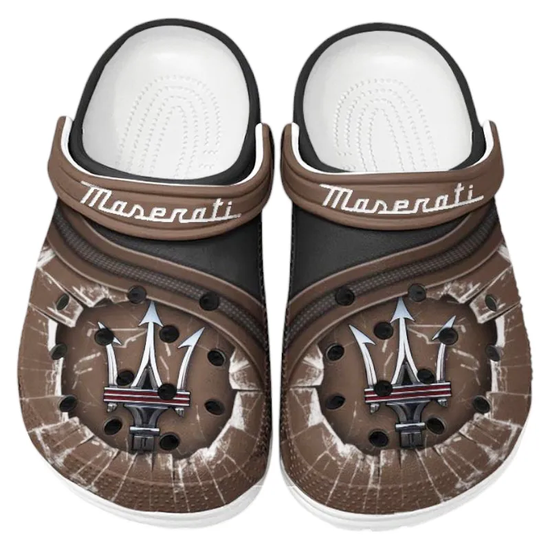 Custom Grand Tourer Inspired Clog All Over Print, Comfortable Slip-On Footwear for Auto Fans CAR188 - Brown