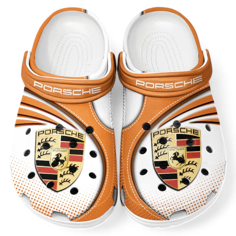 Custom Luxury Coupe Inspired Clog All Over Print, Comfortable Slip-On Footwear for Auto Fans CAR181 - Orange