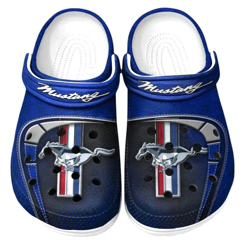 Custom Performance Two-Door Inspired Clog All Over Print, Comfortable Slip-On Footwear for Auto Fans CAR177 - Blue