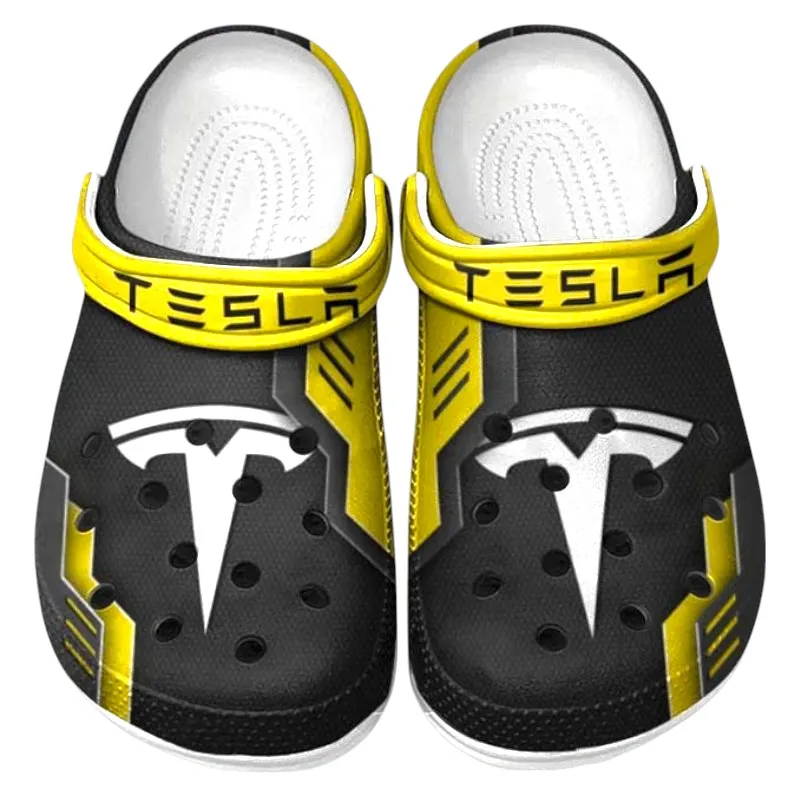 Custom Smart EV Inspired Clog All Over Print, Comfortable Slip-On Footwear for Auto Fans CAR185 - Yellow