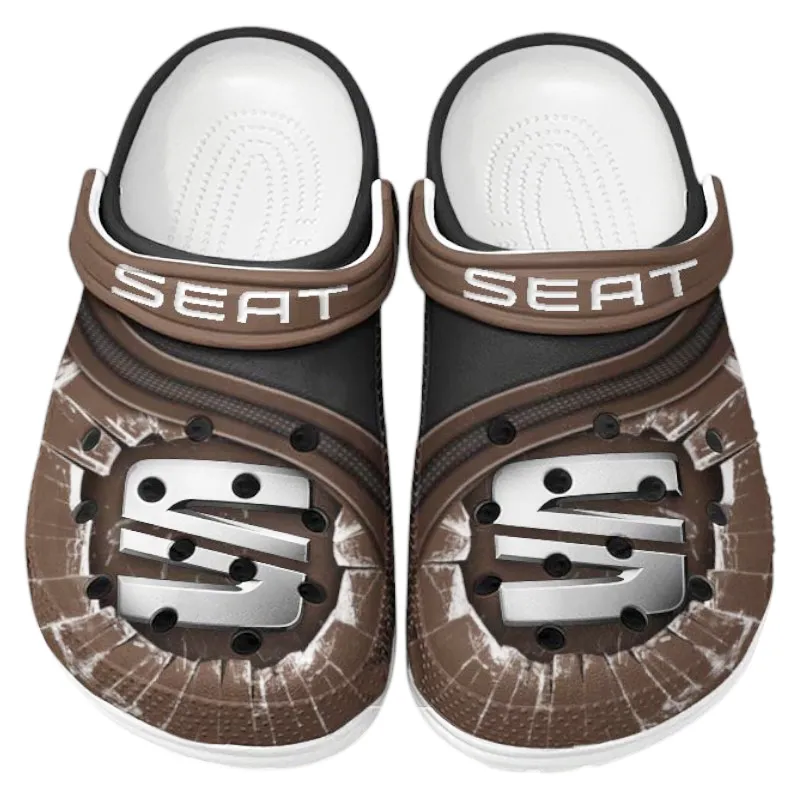 Custom Sporty Hatch Inspired Clog All Over Print, Comfortable Slip-On Footwear for Auto Fans CAR188 - Brown