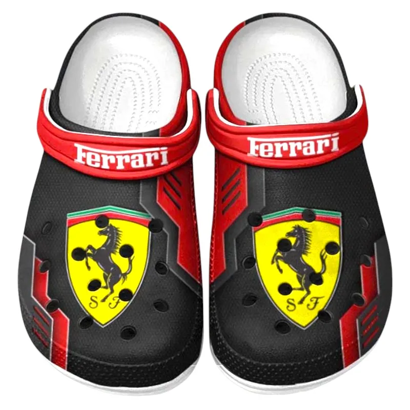 Custom Superfast Road Car Inspired Clog All Over Print, Comfortable Slip-On Footwear for Auto Fans CAR185 - Red