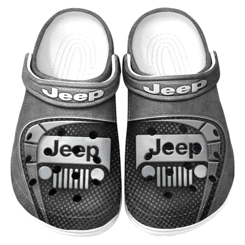 Custom Trail-Ready SUV Inspired Clog All Over Print, Comfortable Slip-On Footwear for Auto Fans CAR177 - Gray
