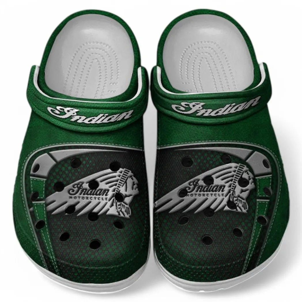 Custom Vintage Two-Wheeler Inspired Clog All Over Print, Comfortable Slip-On Footwear for Auto Fans CAR183 - Green