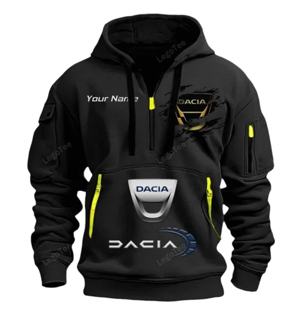 Hoodie Half Zipper Exclusive Logo Gift For Practical Auto Enthusiasts CAR113 - Black