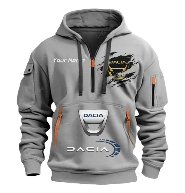 Hoodie Half Zipper Exclusive Logo Gift For Urban Crossover Enthusiasts CAR113 - Gray