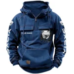Budget-Friendly Vehicle Tactical Quarter Zip Hoodie, Exclusive Logo Hoodie For Car Enthusiasts CAR164 - Dark Blue