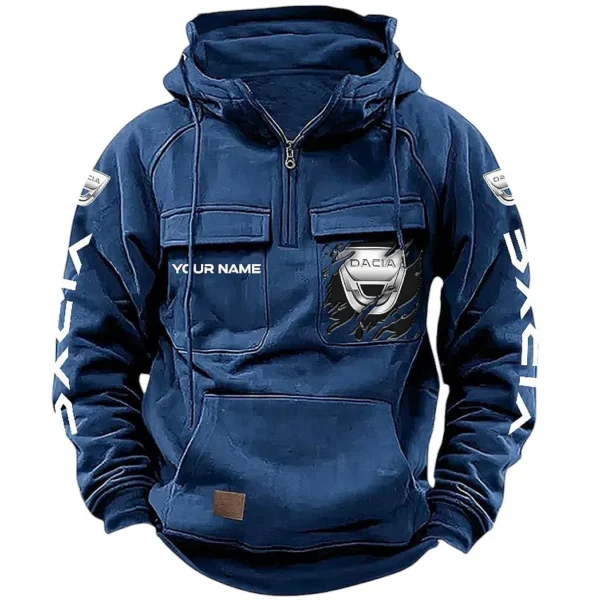 Budget-Friendly Vehicle Tactical Quarter Zip Hoodie, Exclusive Logo Hoodie For Car Enthusiasts CAR164 - Dark Blue