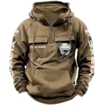 Compact SUV Tactical Quarter Zip Hoodie, Exclusive Logo Hoodie For Car Enthusiasts CAR164 - Khaki