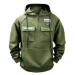 Compact SUV Tactical Quarter Zip Hoodie, Exclusive Logo Hoodie For Car Enthusiasts CAR109 - Army Green