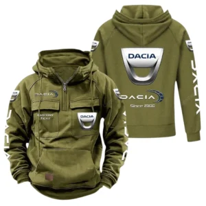 Speed-Oriented Automobile Tactical Quarter Zip Hoodie, Exclusive Logo Hoodie For Car Enthusiasts CAR960 - Army Green
