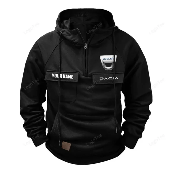 Family Hatchback Tactical Quarter Zip Hoodie, Exclusive Logo Hoodie For Car Enthusiasts CAR109 - Black