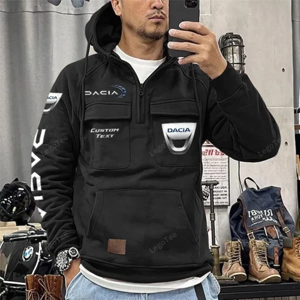 Modern Performance Car Tactical Quarter Zip Hoodie, Exclusive Logo Hoodie For Car Enthusiasts CAR960 - Black - Image 2