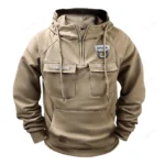 Practical Auto Tactical Quarter Zip Hoodie, Exclusive Logo Hoodie For Car Enthusiasts CAR109 - Khaki