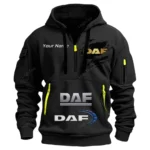 Hoodie Half Zipper Exclusive Logo Gift For Trucking Power Enthusiasts CAR113 - Black
