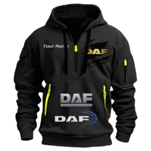 Hoodie Half Zipper Exclusive Logo Gift For Trucking Power Enthusiasts CAR113 - Black