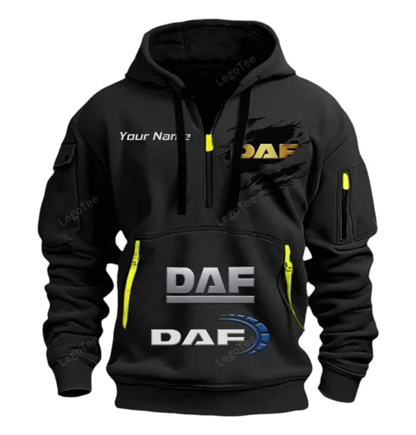 Hoodie Half Zipper Exclusive Logo Gift For Trucking Power Enthusiasts CAR113 - Black