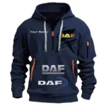 Hoodie Half Zipper Exclusive Logo Gift For Heavy Hauler Enthusiasts CAR113 - Navy