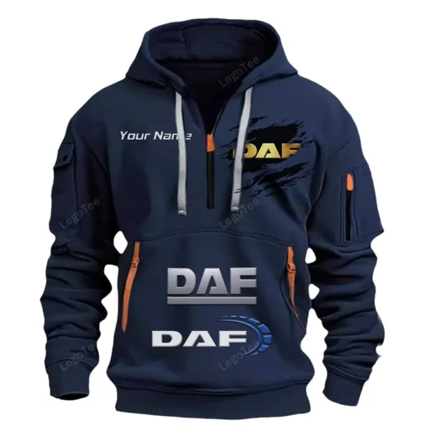 Hoodie Half Zipper Exclusive Logo Gift For Heavy Hauler Enthusiasts CAR113 - Navy