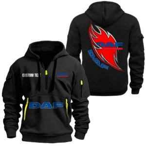 Hoodie Half Zipper Exclusive Logo Gift For Heavy Truck Enthusiasts CAR170 - Black