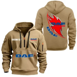 Hoodie Half Zipper Exclusive Logo Gift For Commercial Lorry Enthusiasts CAR170 - Khaki